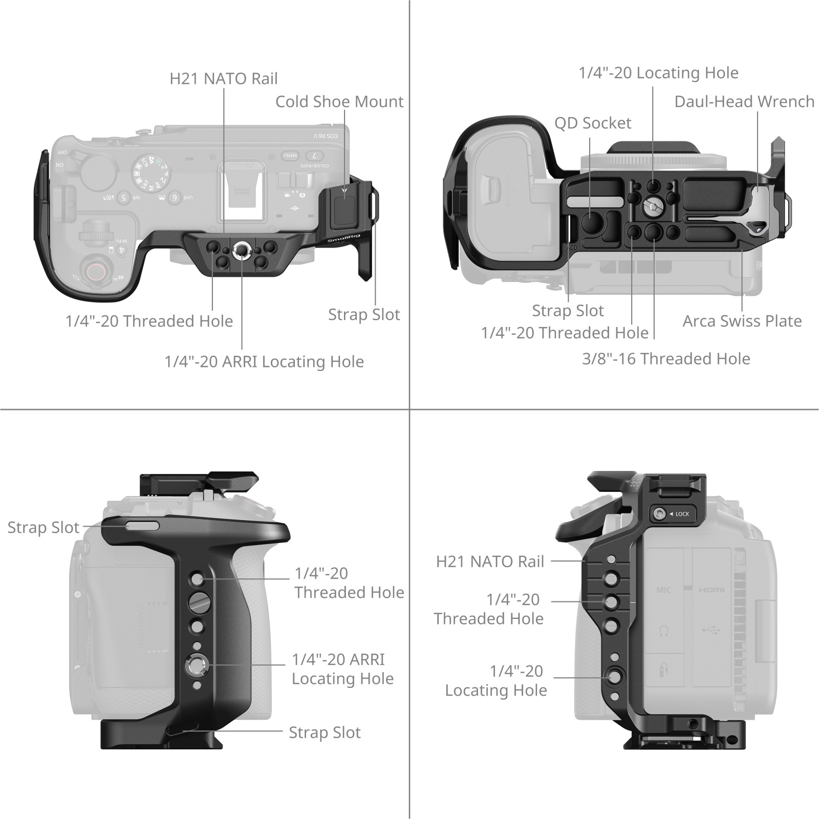 Клетка SmallRig 6372 HawkLock для Canon EOS R6 V