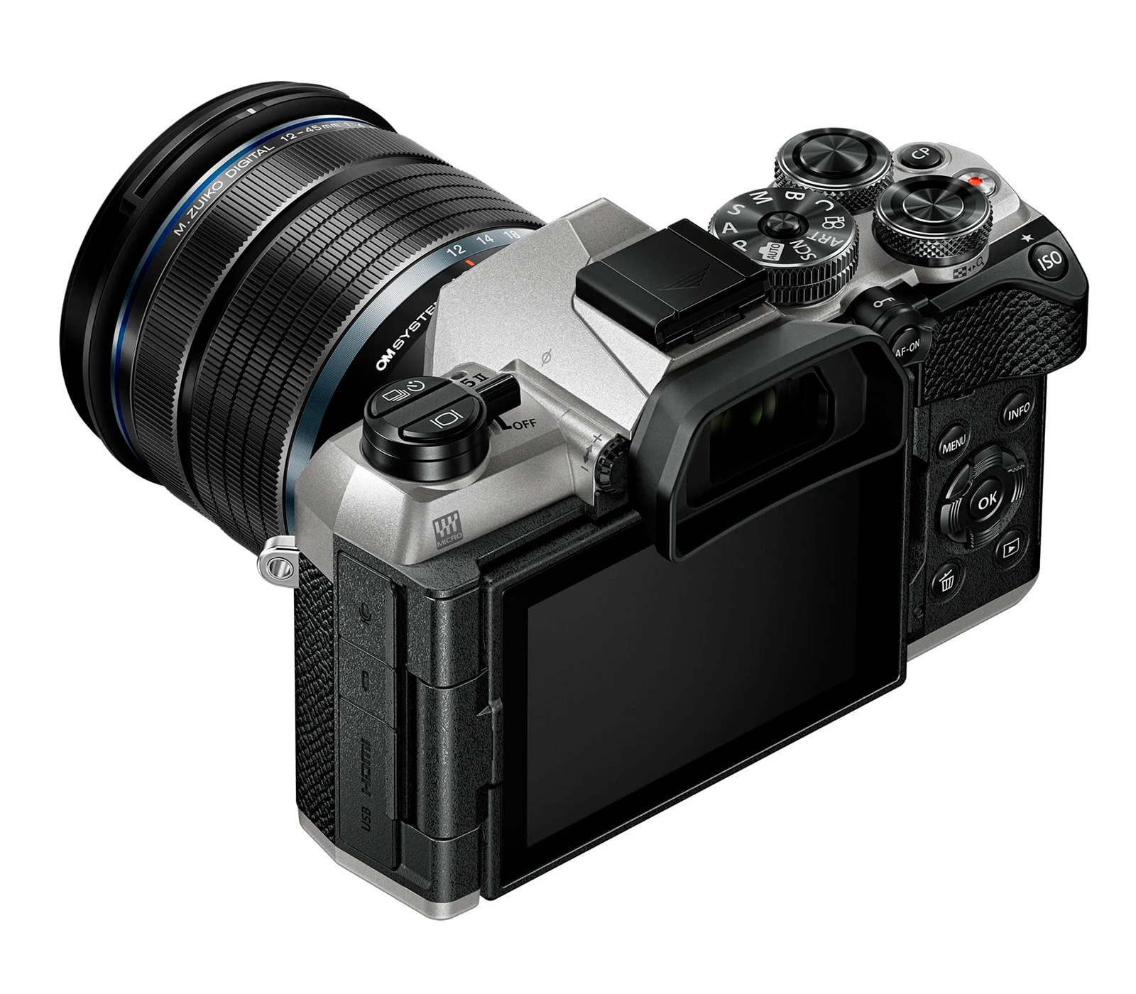 Беззеркальный фотоаппарат OM System OM-5 Mark II Kit 12-45mm f/4 PRO серебристый
