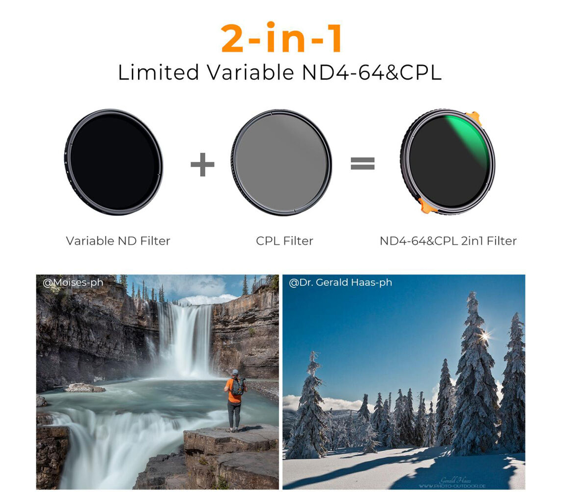 Светофильтр K&F Concept Nano-X ND4-ND64 / CPL, 82 мм