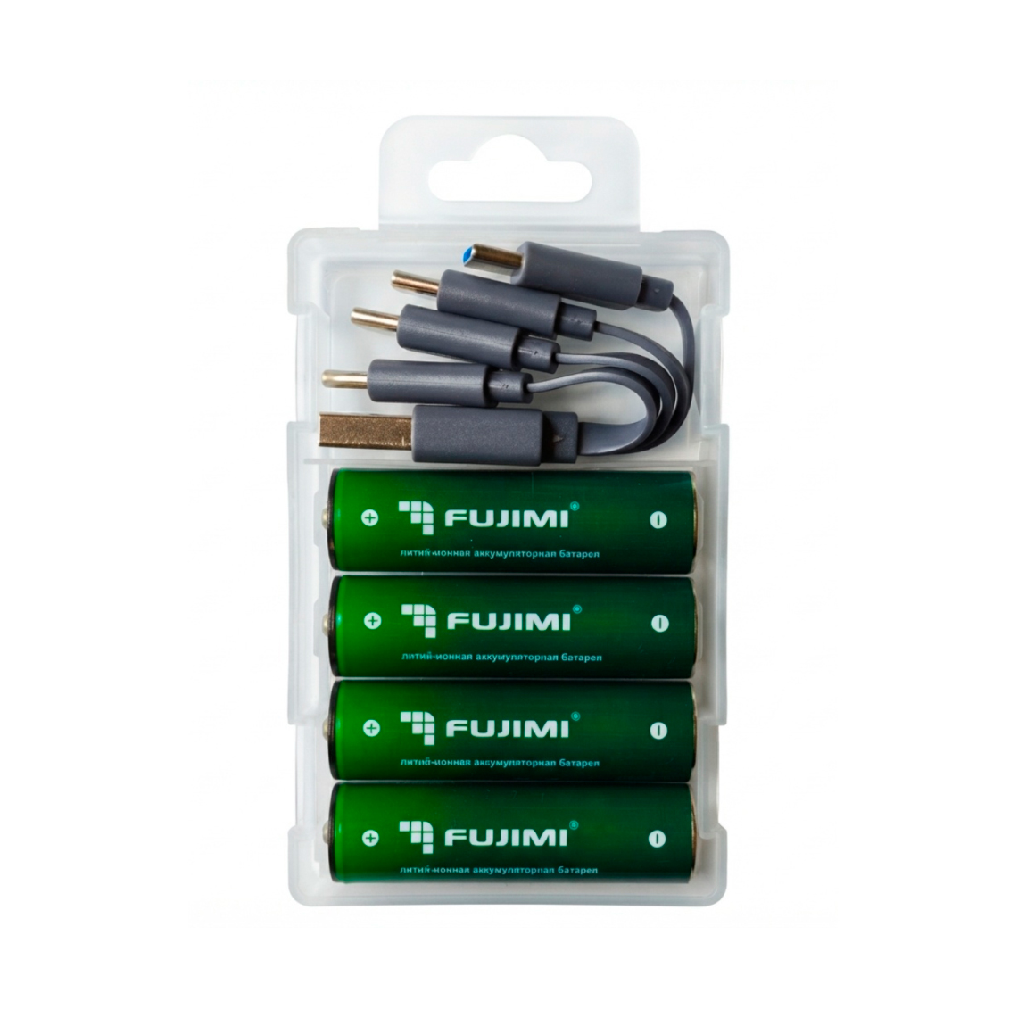 Аккумуляторы Fujimi FB-2A-2200 AA, с разъемом USB-C, 2200 мВтч, 4 шт с кейсом